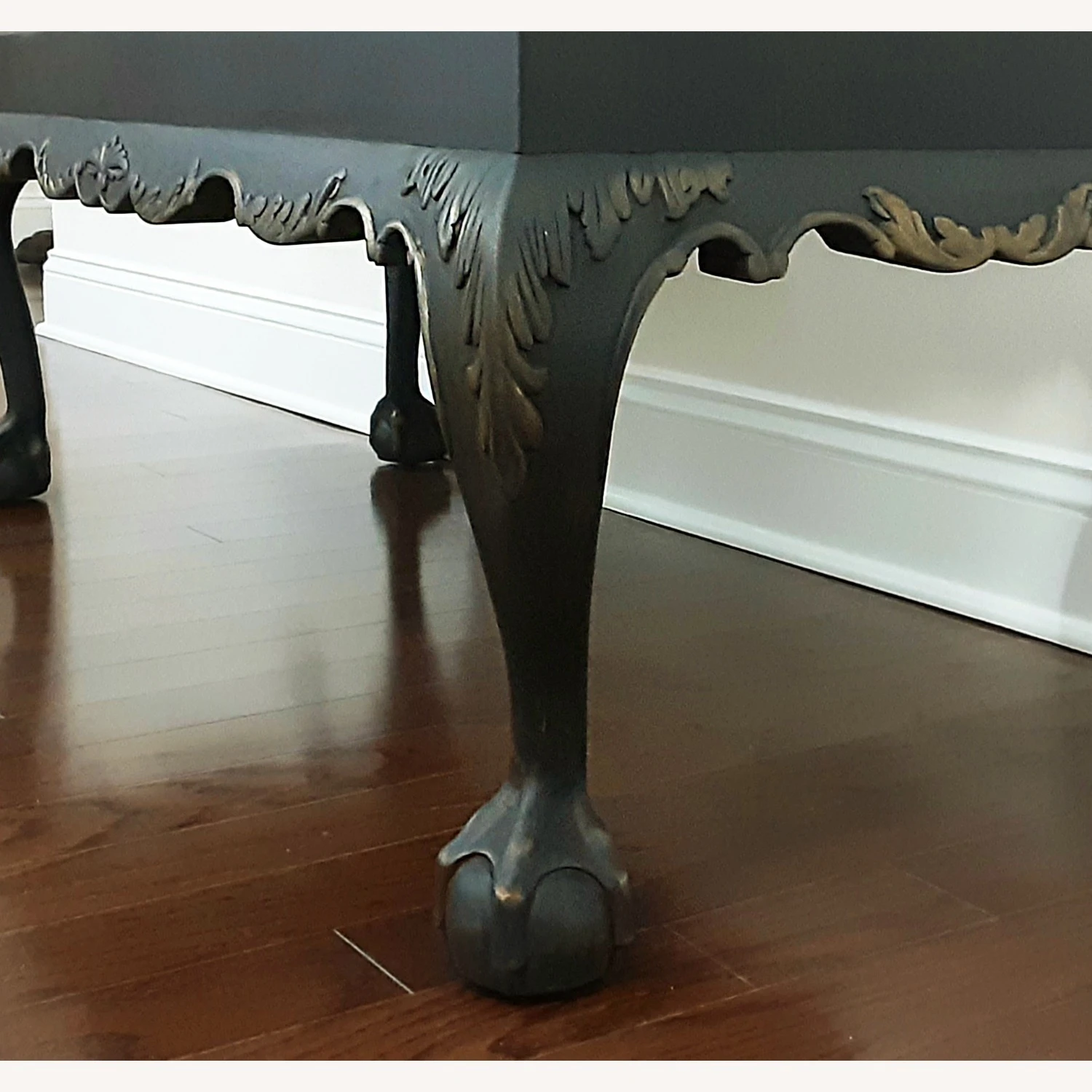 Antique Clawfoot Bench Upholstered Bench 4 Antique Clawfoot Bench Upholstered Bench - Image 2