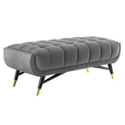 Other 47.5" Bench In Gray Velvet Polyester Upholstery -Home Furnishings Store 1500 1500 frame 0 2869