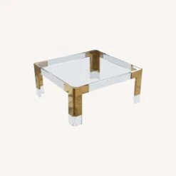Other Coffee Table In Clear Acrylic & Gold Steel Base