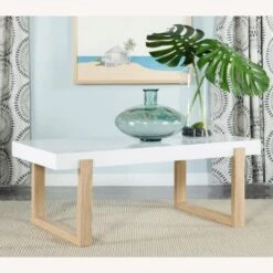 Other Coffee Table In White High Gloss Top & Natural Base -Home Furnishings Store 1500 1500 frame 0 3112