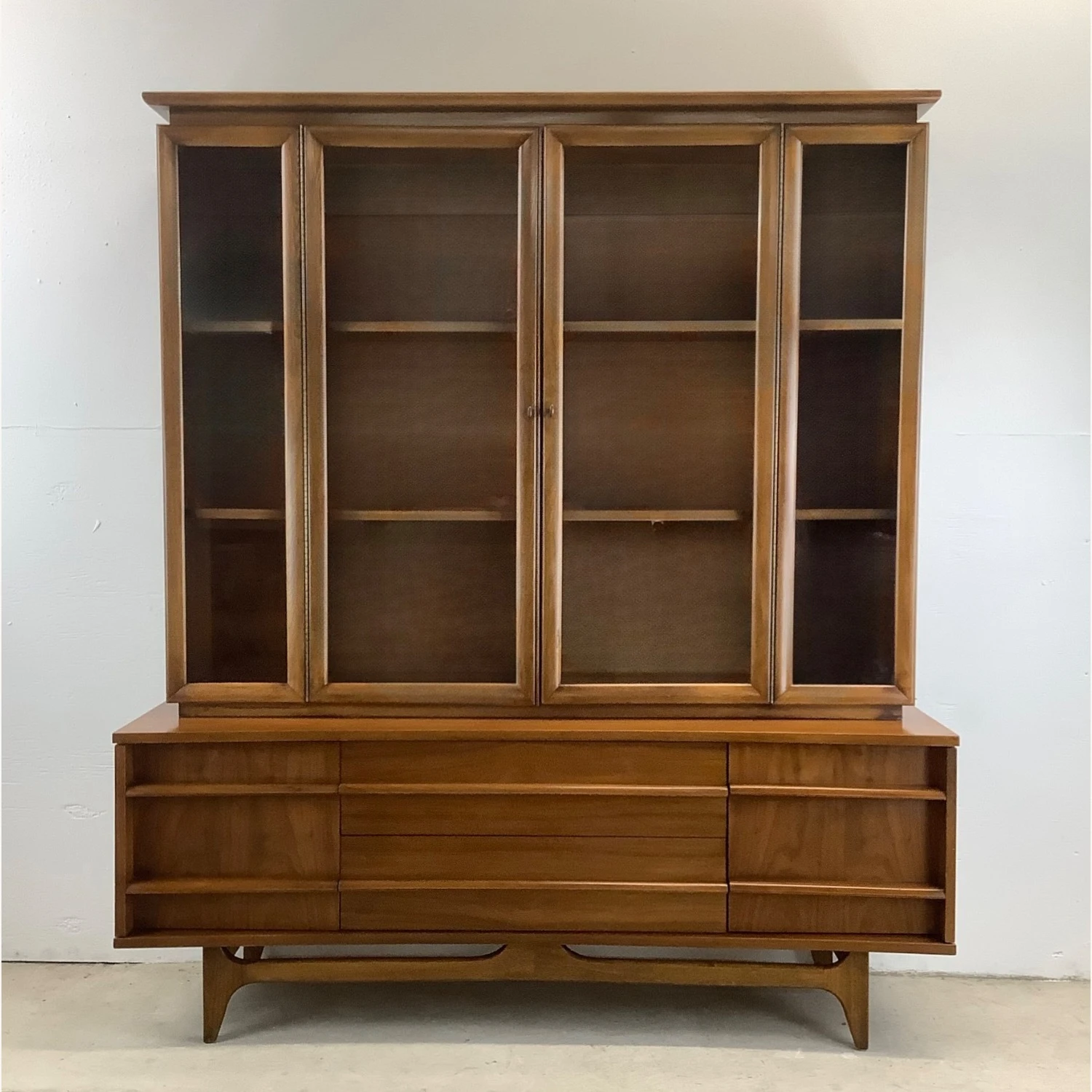 Young Manufacturing MCM Walnut Sideboard China Cabinet 4 Young Manufacturing MCM Walnut Sideboard China Cabinet - Image 2