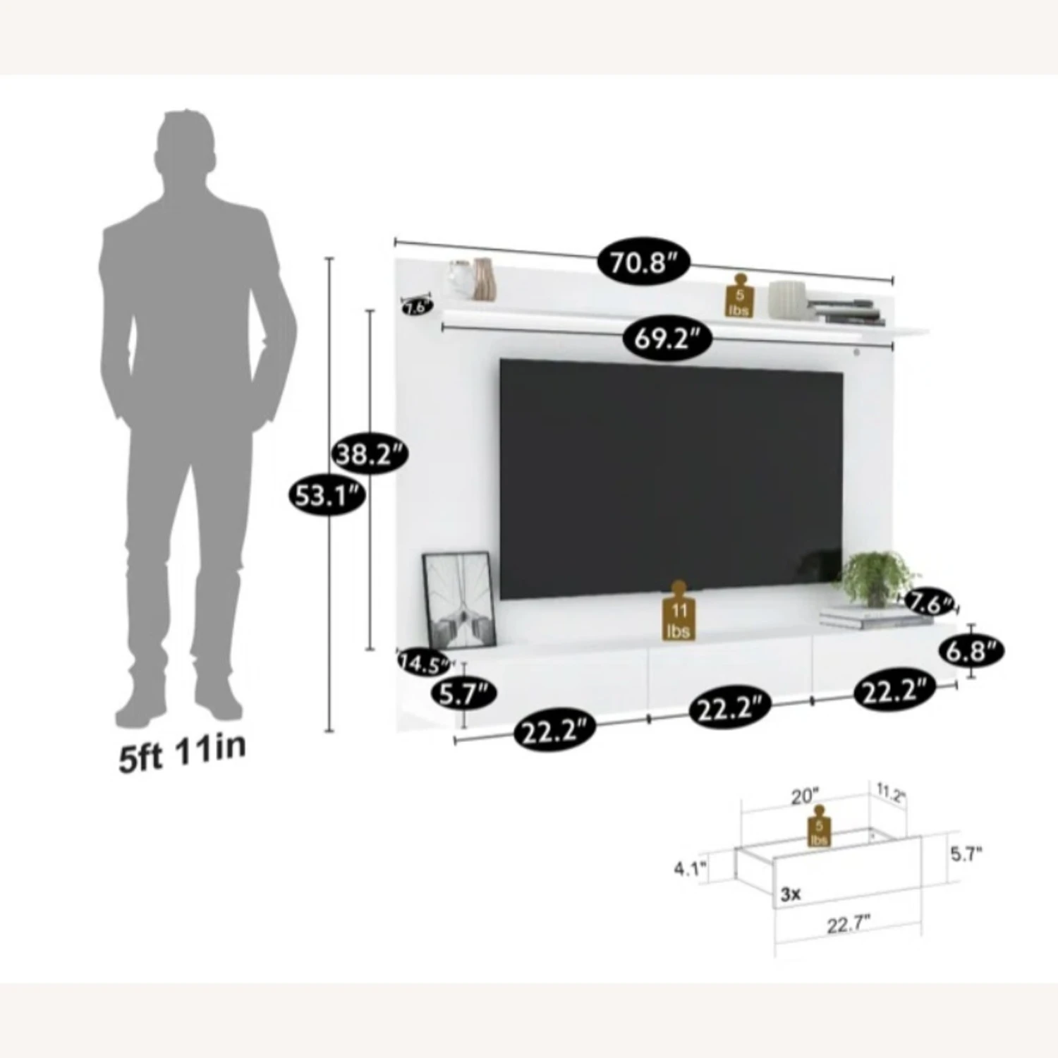 Wayfair 70" Floating Ent Centre Pre-Assembled 8 Wayfair 70" Floating Ent Centre Pre-Assembled - Image 6