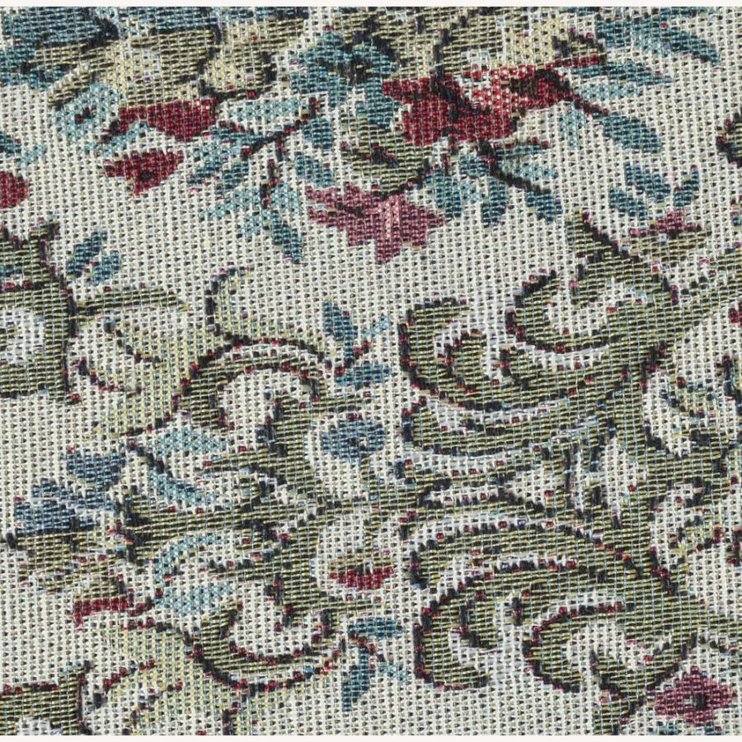 Other Accent Stool In Beige & Green Patterned Upholstery 4 Other Accent Stool In Beige & Green Patterned Upholstery - Image 2