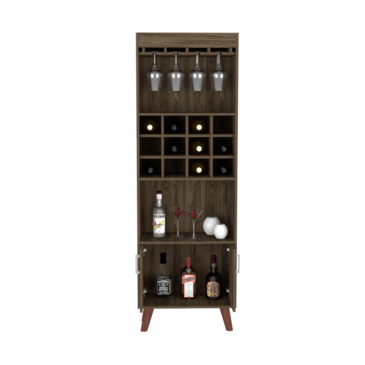 Other Bull Bar Cabinet, Twelve Wine Cubbies -Dark Walnut 3 Other Bull Bar Cabinet, Twelve Wine Cubbies -Dark Walnut