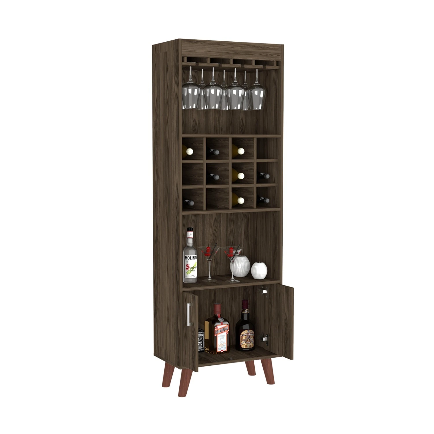 Other Bull Bar Cabinet, Twelve Wine Cubbies -Dark Walnut 4 Other Bull Bar Cabinet, Twelve Wine Cubbies -Dark Walnut - Image 2