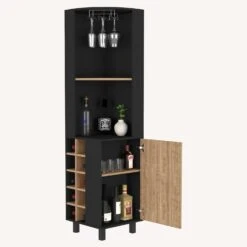 Other Cleveland Corner Bar Cabinet - Black / Pine