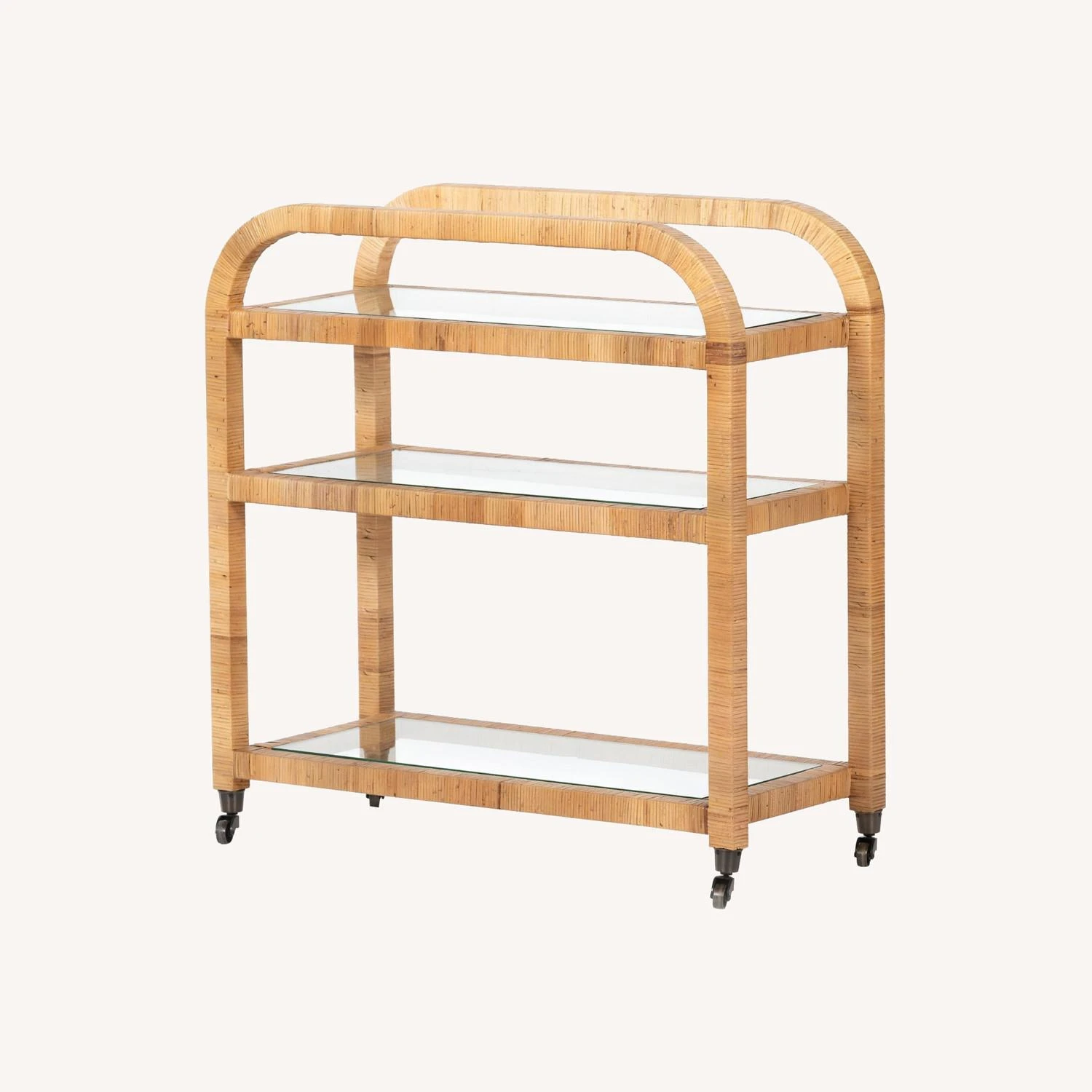 West Elm Rounded Wood Bar Cart 4 West Elm Rounded Wood Bar Cart - Image 2