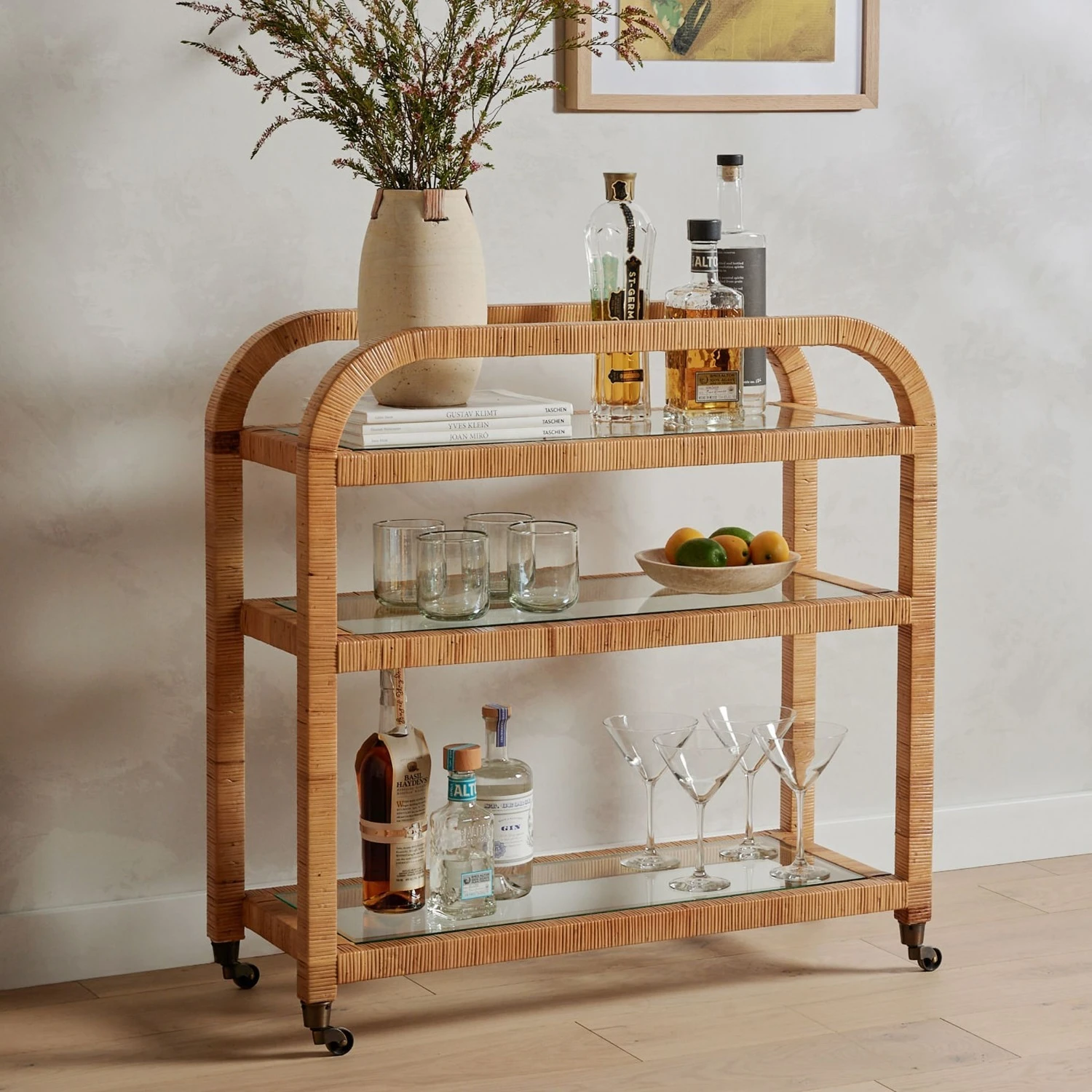 West Elm Rounded Wood Bar Cart 5 West Elm Rounded Wood Bar Cart - Image 3