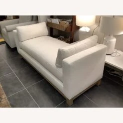 Pottery Barn Jake Upholstered Settee With Wood Legs