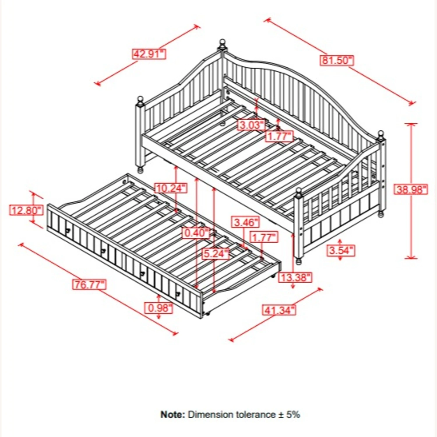 Other Twin Daybed W/ Trundle In Cappuccino Wood Finish 7 Other Twin Daybed W/ Trundle In Cappuccino Wood Finish - Image 5