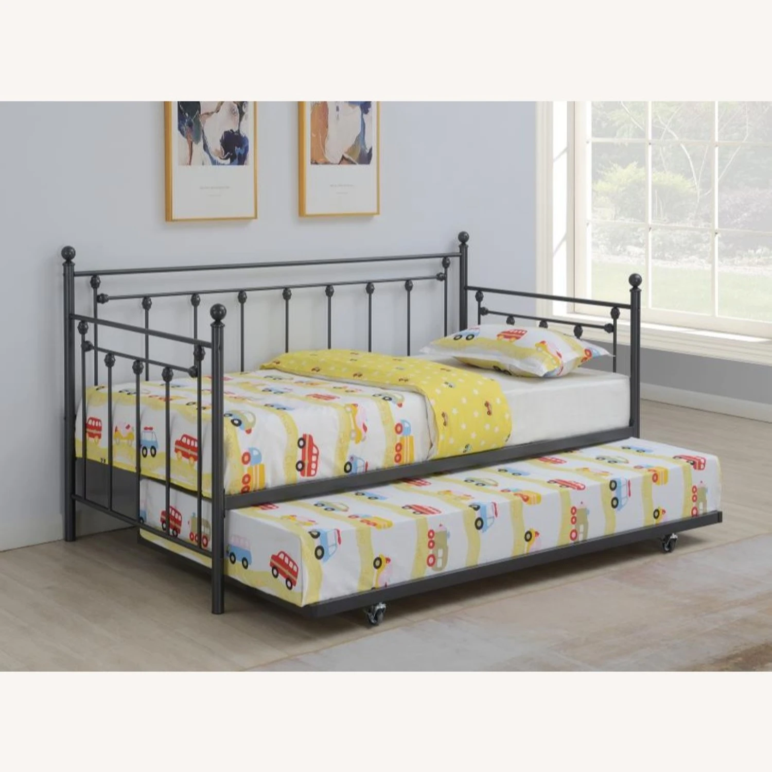 Other Twin Daybed In Gunmetal W/ Ornamental Accents 3 Other Twin Daybed In Gunmetal W/ Ornamental Accents