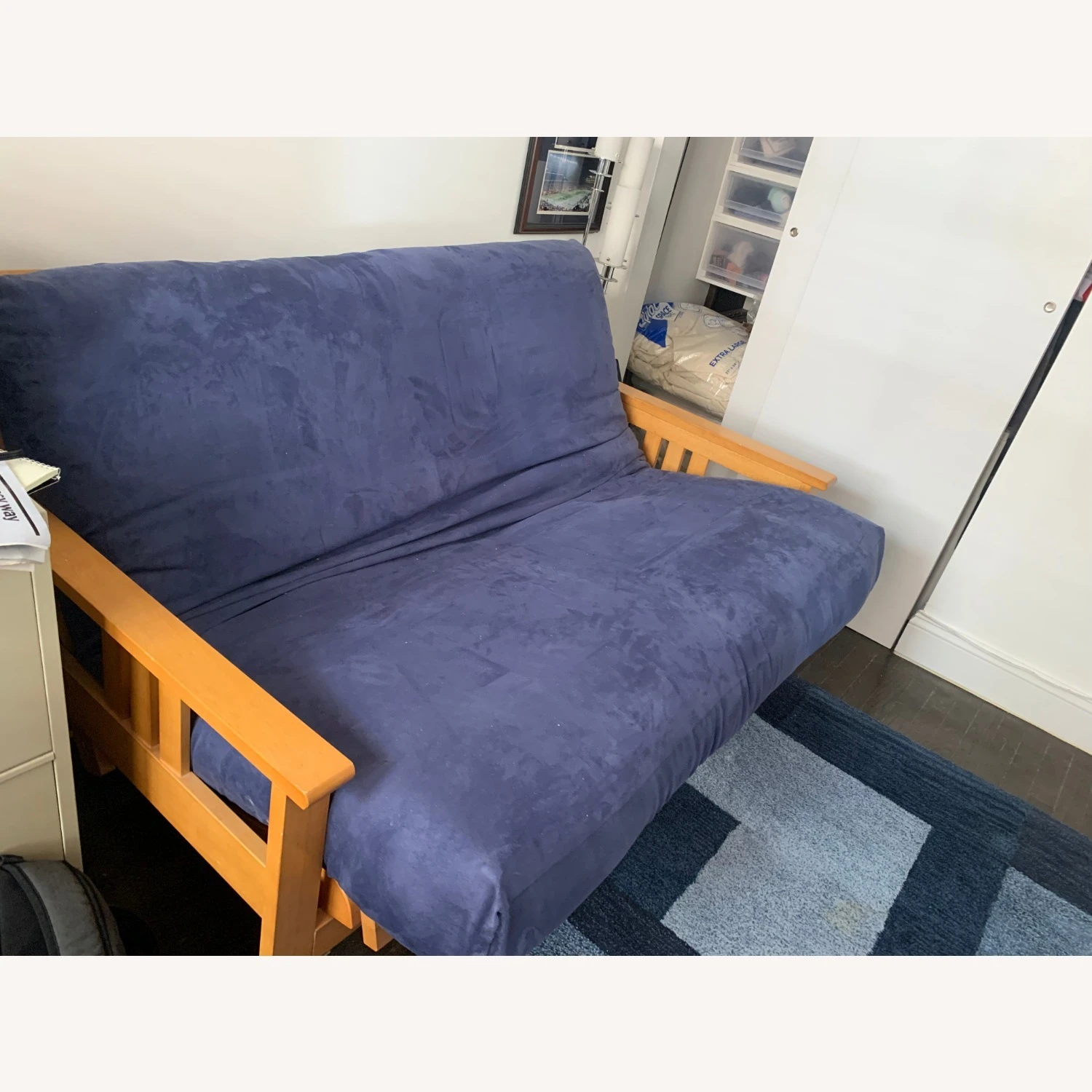 Other Blue Sued-cloth Full-sized Futon 6 Other Blue Sued-cloth Full-sized Futon - Image 4