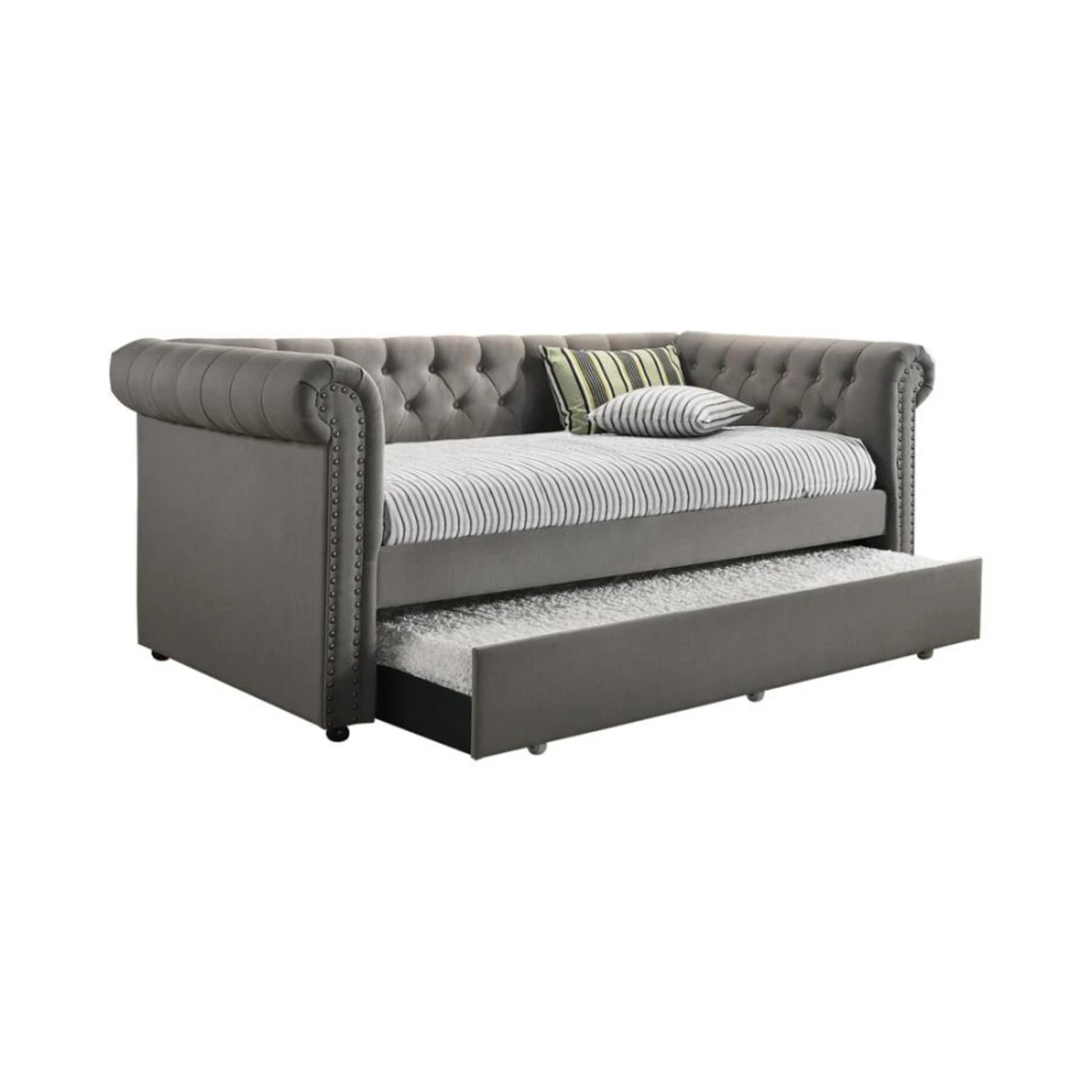 Other Twin Daybed W/ Trundle In Grey Fabric Upholstery 3 Other Twin Daybed W/ Trundle In Grey Fabric Upholstery