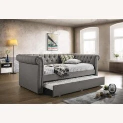 Other Twin Daybed W/ Trundle In Grey Fabric Upholstery 7 Other Twin Daybed W/ Trundle In Grey Fabric Upholstery -Home Furnishings Store 1500 1500 frame 0 4901