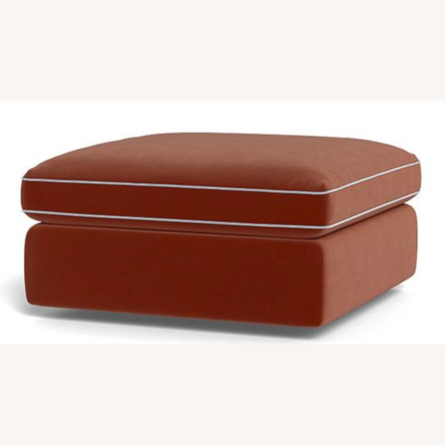 Rust Velvet Storage Ottoman Blue Piping 26x26 3 Rust Velvet Storage Ottoman Blue Piping 26x26