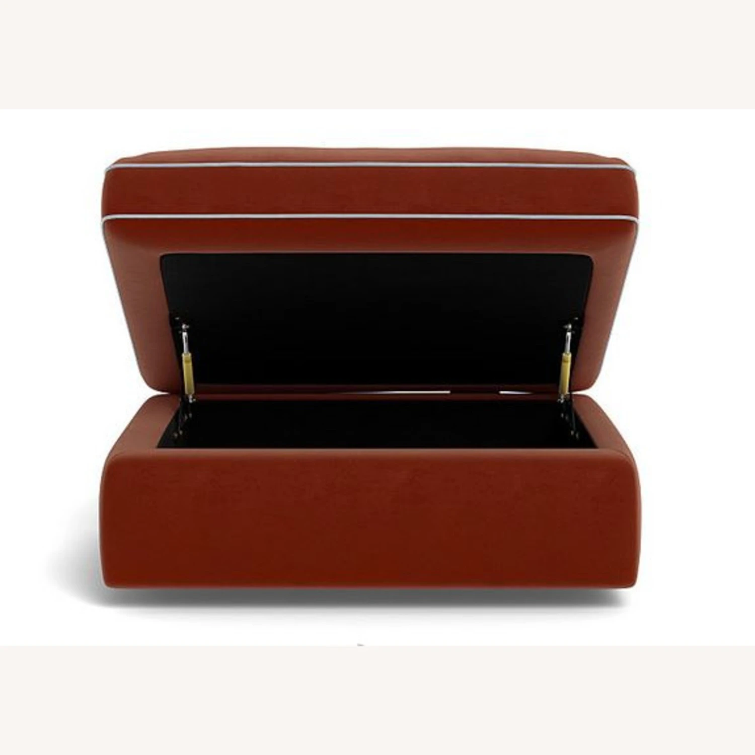 Rust Velvet Storage Ottoman Blue Piping 26x26 4 Rust Velvet Storage Ottoman Blue Piping 26x26 - Image 2