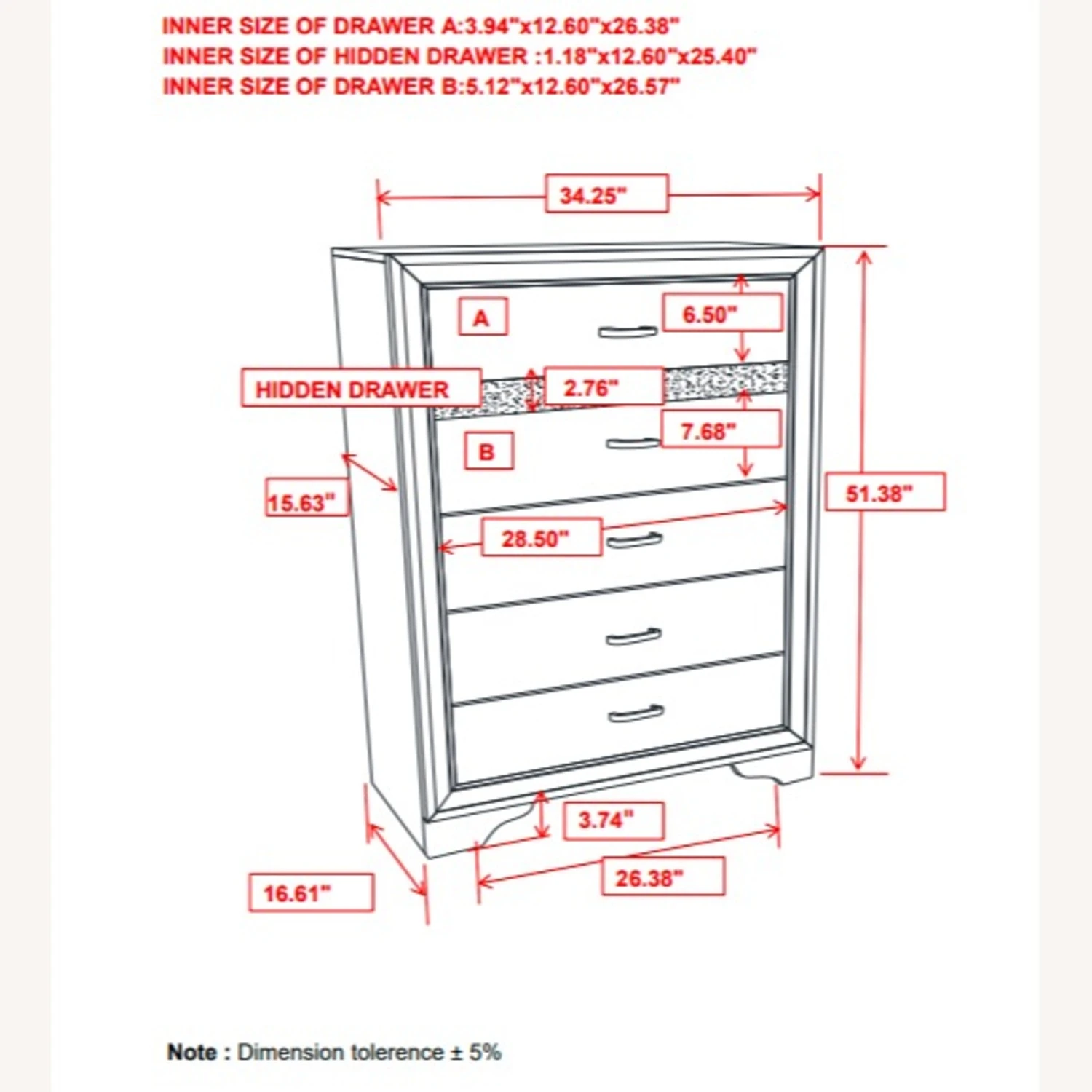 Other Chest In White Finish W/ Rhinestones Handle 9 Other Chest In White Finish W/ Rhinestones Handle - Image 7