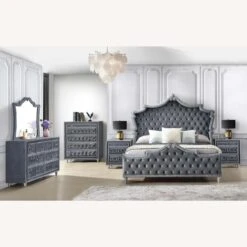 Other 5-Drawer Chest In Grey Velvet Upholstery -Home Furnishings Store 1500 1500 frame 0 5025