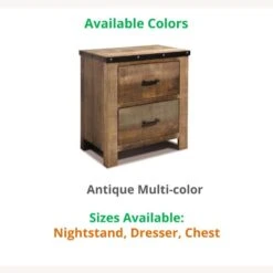 Other Rustic Style Nightstand In Solid Wood Multi-Tonal Finish