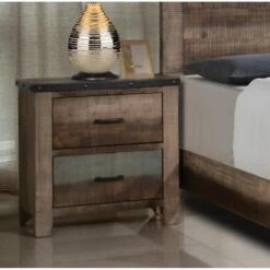 Other Rustic Style Nightstand In Solid Wood Multi-Tonal Finish -Home Furnishings Store 1500 1500 frame 0 5034
