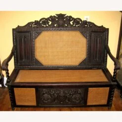 Ornately Carved Antique Italian Bench Chest