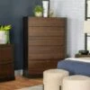 Other Chest In Rich Black & Walnut Wood Veneer Finish
