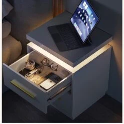 White LED N Ightstand With Gold Accents -Home Furnishings Store 1500 1500 frame 0 5365