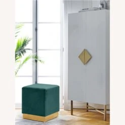 Other Ottoman In Green Velvet & Gold Base Finish