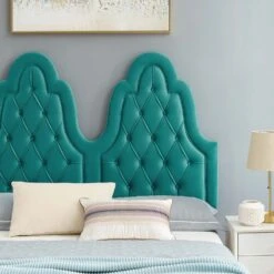 Other Vintage Twin Bed In Tufted Teal Velvet Performance -Home Furnishings Store 1500 1500 frame 0 5706