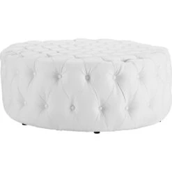 Other Round Ottoman In White Tufted Vinyl Upholstery -Home Furnishings Store 1500 1500 frame 0 574