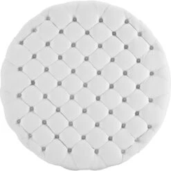 Other Round Ottoman In White Tufted Vinyl Upholstery -Home Furnishings Store 1500 1500 frame 0 576