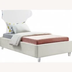 Other Twin Bed In Cream Velvet W/ Acrylic Headboard