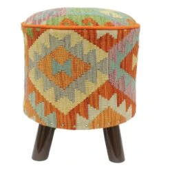 Rustic Handmade Kilim Upholstered Footstool -Home Furnishings Store 1500 1500 frame 0 589