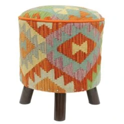 Rustic Handmade Kilim Upholstered Footstool -Home Furnishings Store 1500 1500 frame 0 590