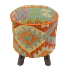 Rustic Handmade Kilim Upholstered Footstool -Home Furnishings Store 1500 1500 frame 0 591