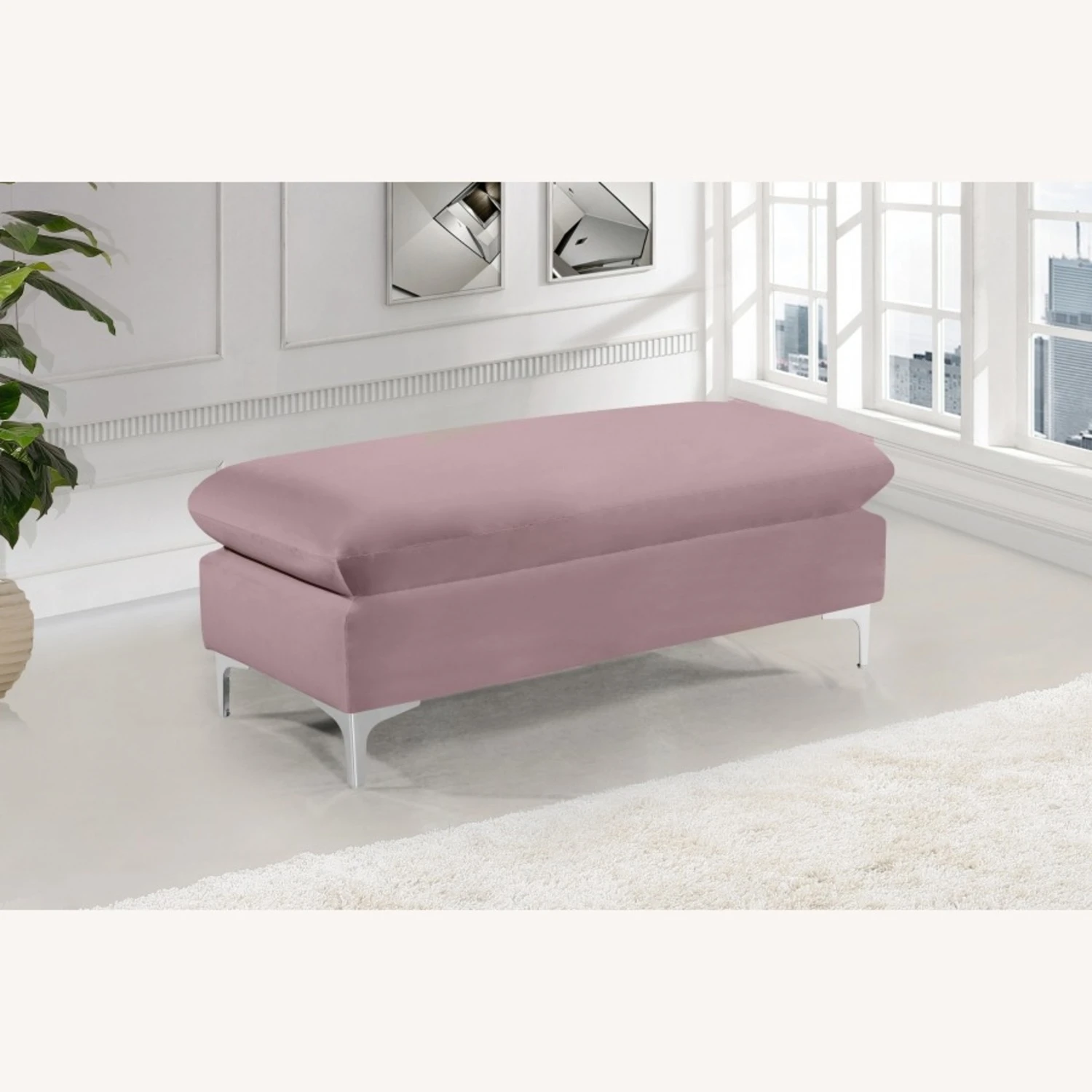 Other Ottoman In Rich Pink Velvet Upholstery 3 Other Ottoman In Rich Pink Velvet Upholstery
