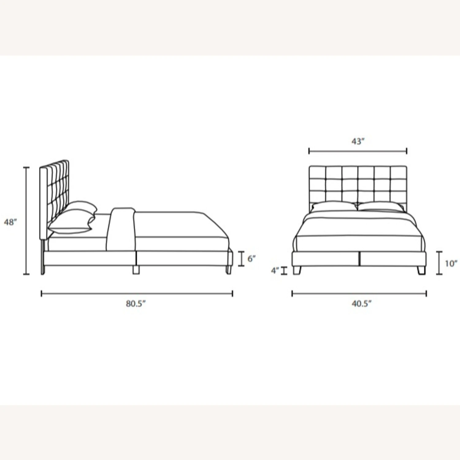 Other Twin Bed In Tufted Upholstered Azure Fabric Finish 4 Other Twin Bed In Tufted Upholstered Azure Fabric Finish - Image 2
