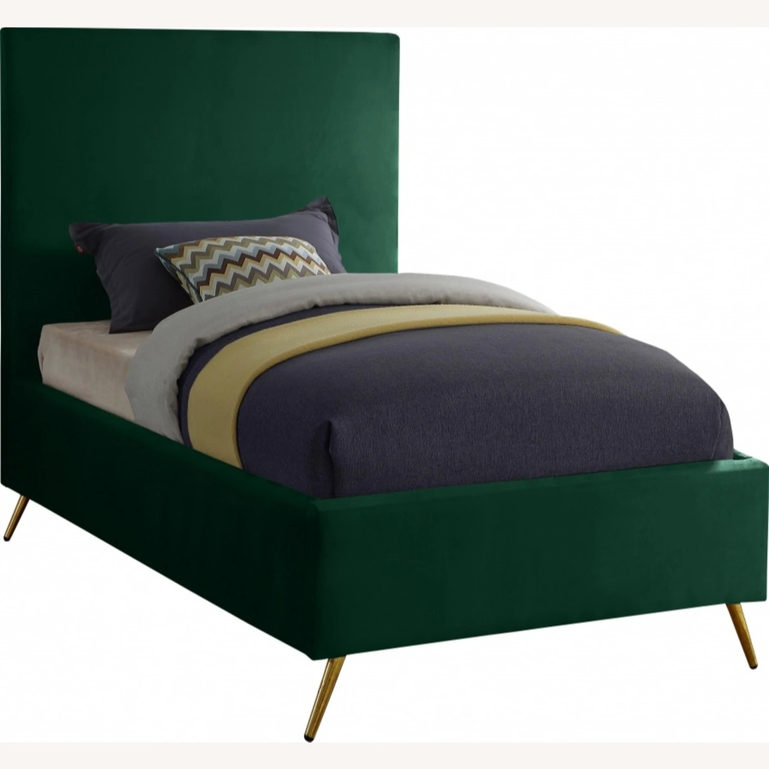 Other Twin Bed In Green Velvet Sleek Upholstery 6 Other Twin Bed In Green Velvet Sleek Upholstery - Image 4