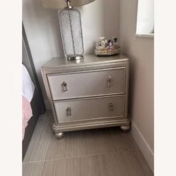 Other Paris Silver 3 Pc Upholstered Queen Bed+Nightstand