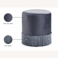 Other Ottoman In Plush Grey Velvet W/ Fringed Tassels -Home Furnishings Store 1500 1500 frame 0 606