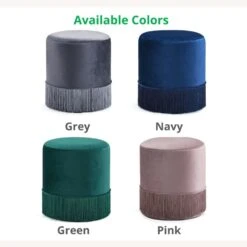 Other Ottoman In Plush Grey Velvet W/ Fringed Tassels -Home Furnishings Store 1500 1500 frame 0 609