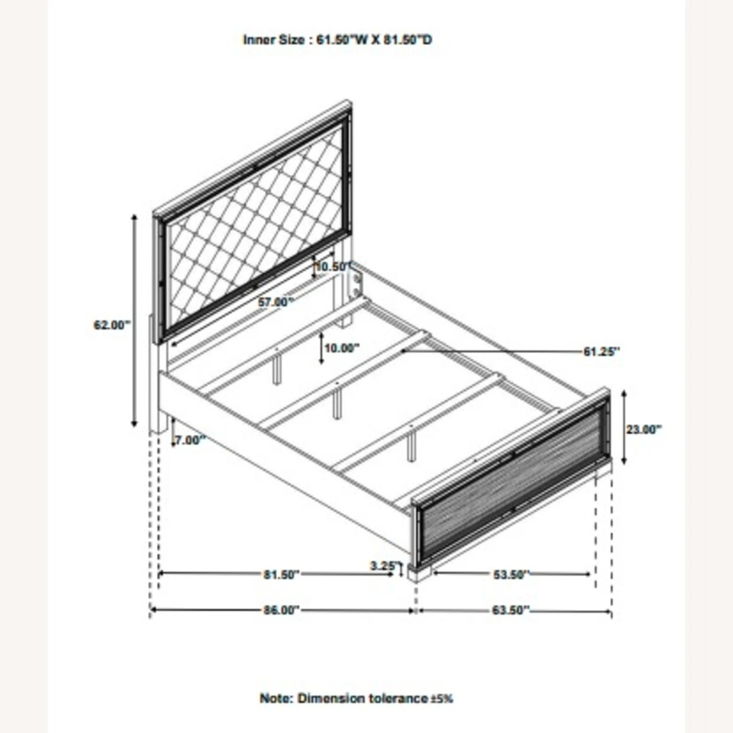 Other Queen Bed In Black Wood W/ Silver Velvet Finish 6 Other Queen Bed In Black Wood W/ Silver Velvet Finish - Image 4