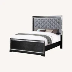 Other Queen Bed In Black Wood W/ Silver Velvet Finish 17 Other Queen Bed In Black Wood W/ Silver Velvet Finish -Home Furnishings Store 1500 1500 frame 0 6144