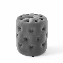 Other Round Ottoman In Tufted Gray Performance Velvet -Home Furnishings Store 1500 1500 frame 0 616