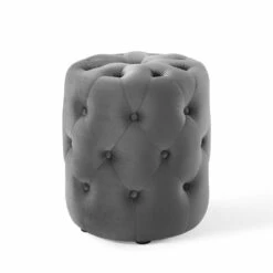 Other Round Ottoman In Tufted Gray Performance Velvet -Home Furnishings Store 1500 1500 frame 0 618