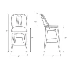 Other Modern Bar Stool In Bamboo & Black Metal Finish