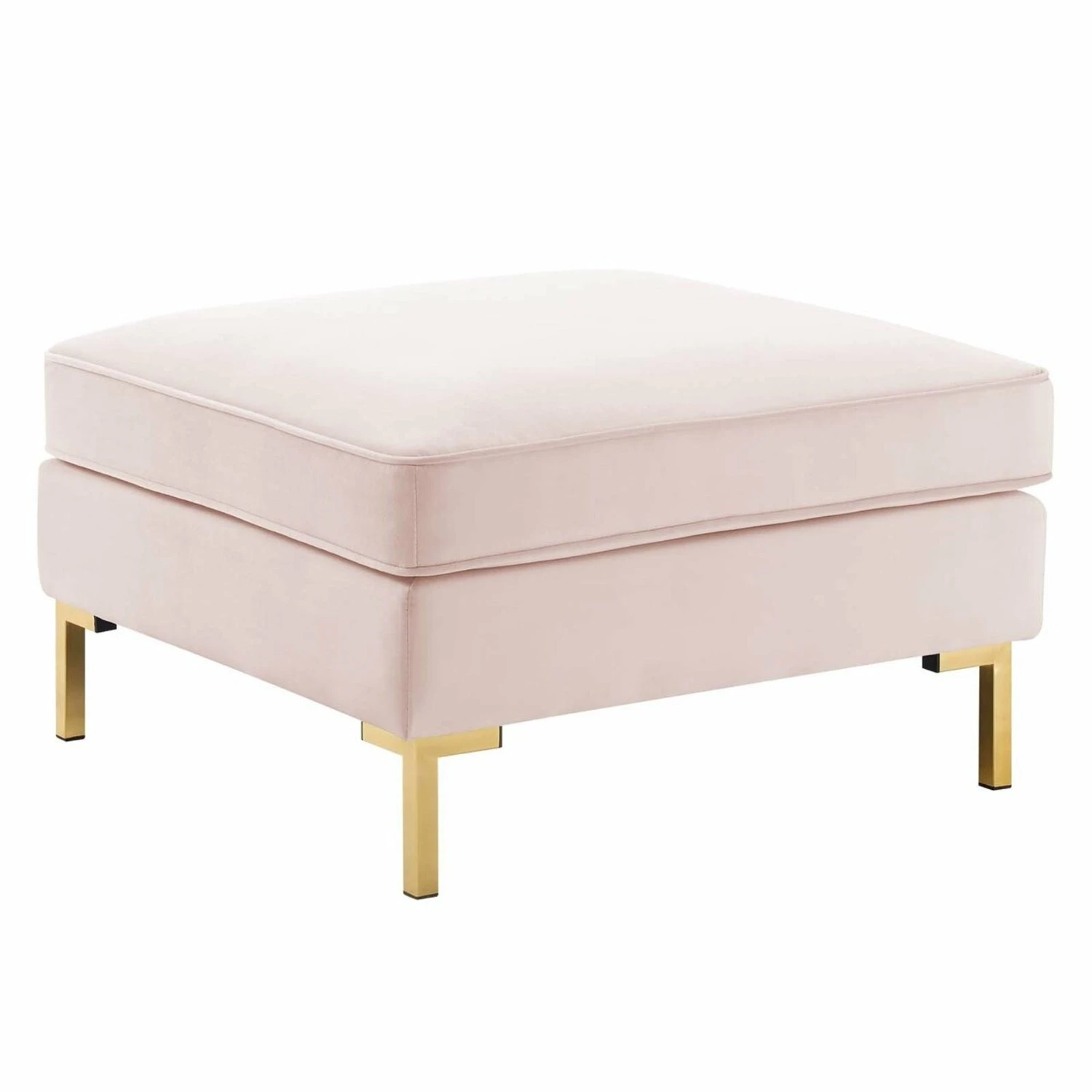 Other Glam Deco Ottoman In Pink Velvet W/ Gold Base 5 Other Glam Deco Ottoman In Pink Velvet W/ Gold Base - Image 3