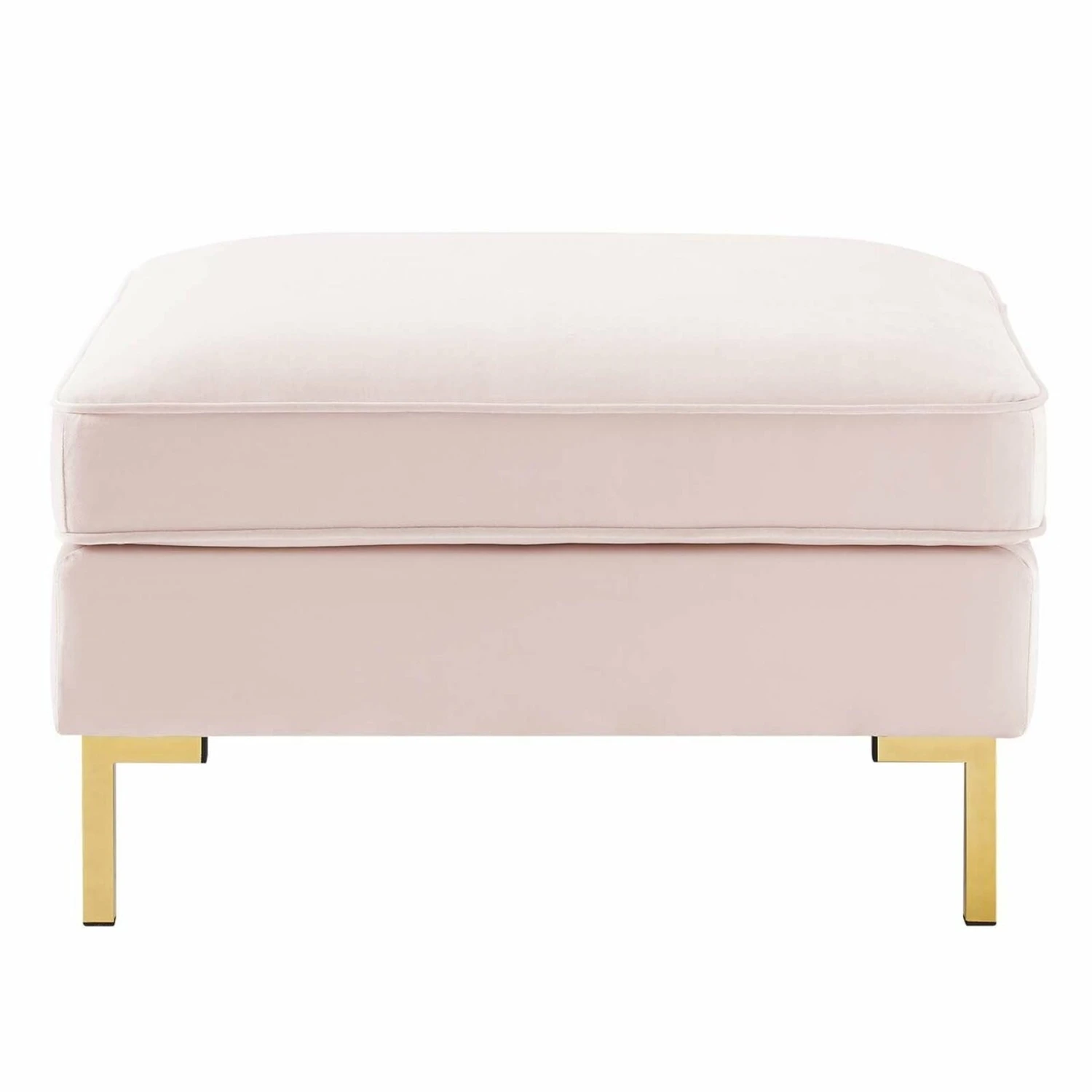 Other Glam Deco Ottoman In Pink Velvet W/ Gold Base 7 Other Glam Deco Ottoman In Pink Velvet W/ Gold Base - Image 5