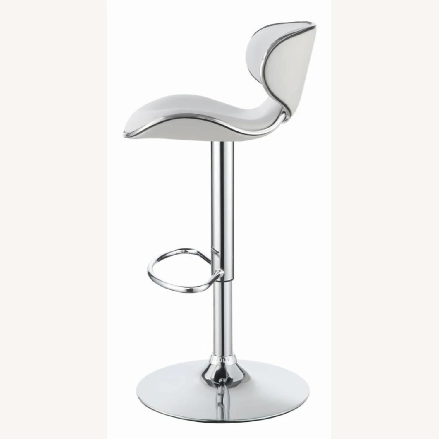 Other Adjustable Bar Stool In White W/ Curved Seat 4 Other Adjustable Bar Stool In White W/ Curved Seat - Image 2
