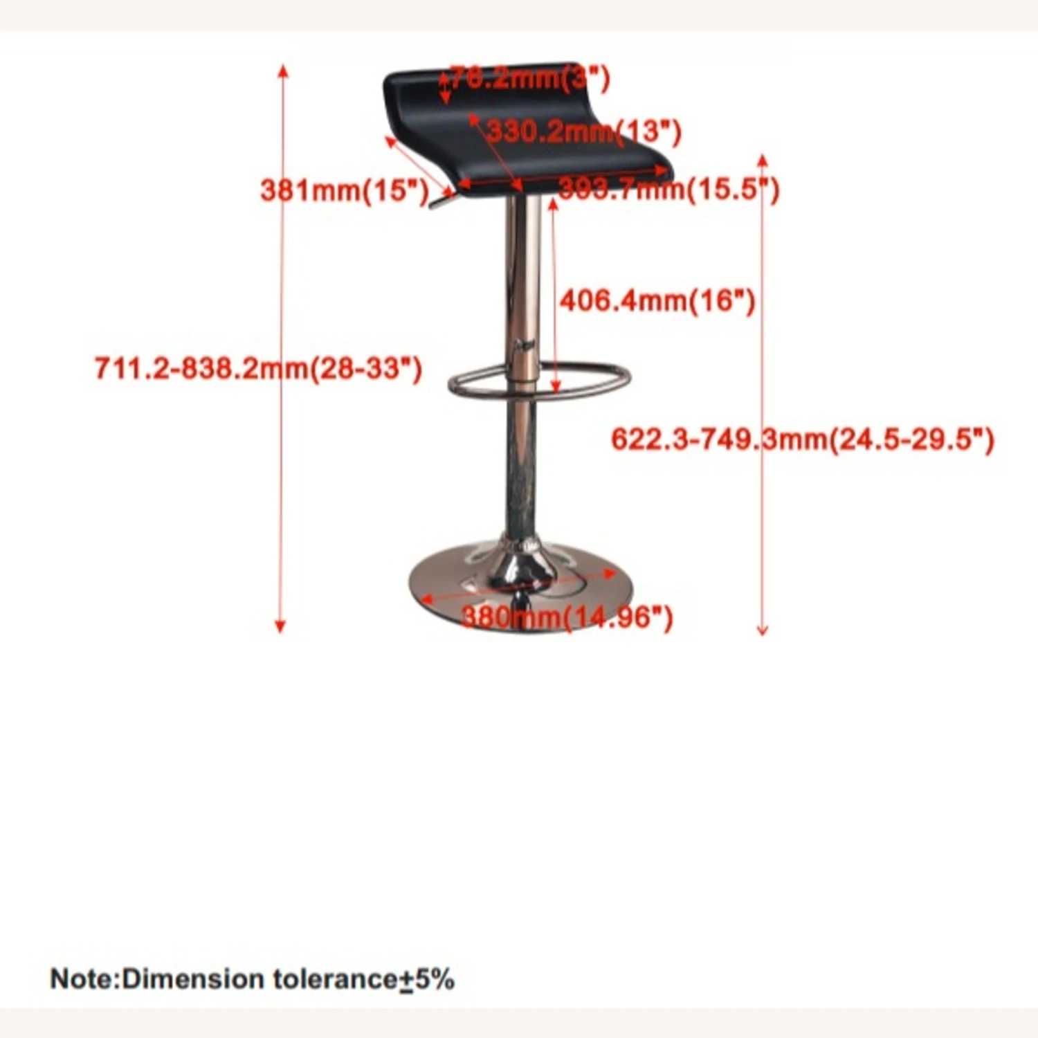 Other Bar Stool In Black Leatherette & Chrome Finish 7 Other Bar Stool In Black Leatherette & Chrome Finish - Image 5